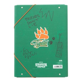 Grupo Erik A4 Folder A4 Stranger Things Fan Item Document Folder A4 Elastic Band Notebook A4 School Accessories Notebook Box A4 School Bag Corner Tensioner Organiser Folder Office Accessories School