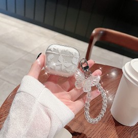 Compatible with Airpods Case, Transparent, CrazyLemon AirPods 4th Generation Case Butterflies with Luxury Bracelet Protection Accessories Airpods Bags Cases
