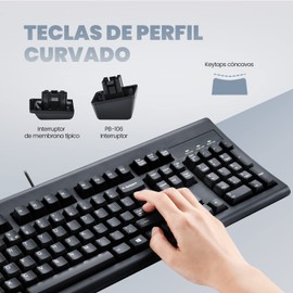 Perixx PERIBOARD-106B ES Teclado USB Español - Alto Rendimiento - Teclas más Altas - Tamaño Completo con Teclado Numérico - Negro - QWERTY Español…