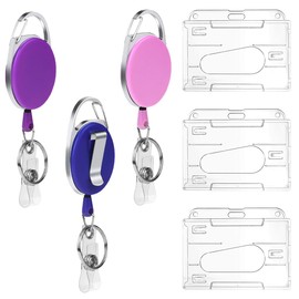 ID Yo-Yo, 3 Pieces Key ID Card with ID Card Holder with Extra Strong Spring and Tear-Resistant Cord with Belt Clip for Card Holder, Key Cards