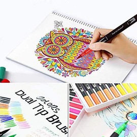 Plumones Punta de Pincel 60 Colores, Plumones para Colorear Rotuladores de Pluma Dibujo con Dual Brush(0.4mm/1-2mm), Marcadores de Acuarela Acuarelables No Toxica Regalo para Artistas, Dibujar, Cómic, Caligrafía, Lettering
