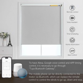 AM22 Smart Blinds Motor for 1.25"(32mm) Shade Tube, Rechargeable Bluetooth Tubular Motors and RF Remote Control for Windows Shade Compatible with Alexa