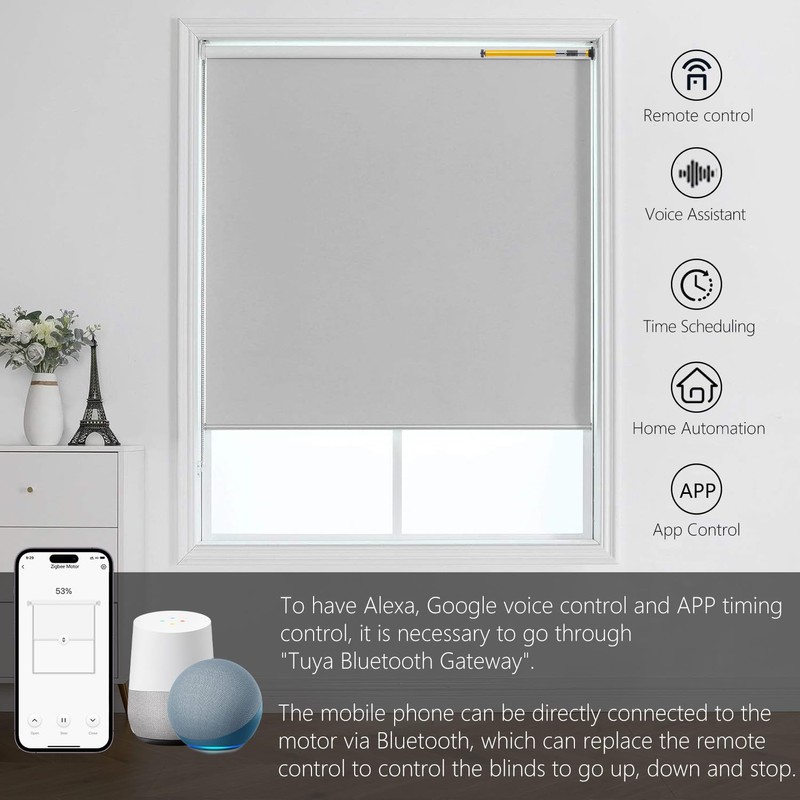AM22 Smart Blinds Motor for 1.25"(32mm) Shade Tube, Rechargeable Bluetooth