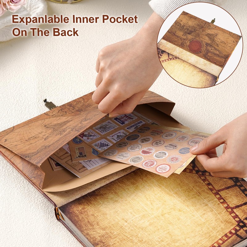 124 Pages 9.4 * 8.3 Inch Scrapbook Photo Album,Retro Style