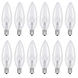 MMBGJKG 60 Watt Incandescent Candle Light Bulbs, E12 Chandelier Light Bulbs for Ceiling Fan, Vanity, Outdoor, Warm White 2700K, 600 Lumen Dimmable B10 Clear Candelabra Base Bulbs (12 Pack)