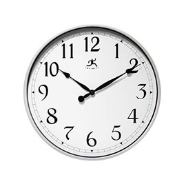 Infinity Instruments Silver Large Office Clock 18 inch Wall Clock Wall Clock for Office, Home, Business, Warehouse, Large Easy-to-Read Wall Clock 18 inch Quartz Movement Silver Wall Clock for Office