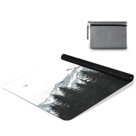 Qilmy Nature Mountains And Forest Travel Yoga Mat - Foldable Non Slip Natural Rubber Fitness Mat for Pilates, Aerobics, Floor Exercises, 71"x 26" Thick 1 mm, with Storage Bag