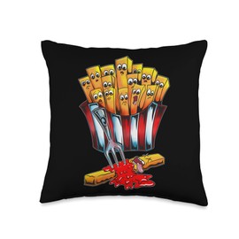 Outfit Fast Food Potatoes French Fries Design Hot Mayo and Ketchup Fast Greasy Food Potatoes Fries Throw Pillow, 16x16, Multicolor