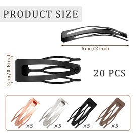 SYEYCW 20 Pcs Hair Grips, Mini Double Grip Hair Clips, Metal Snap Hair Clips, Rust-Resistant and Durable, Accessories for Thin and Thick Hair Making, Salon Supplies, for Women and Girls, 4 Colors