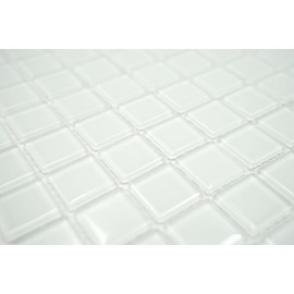 Mosaic Network Transparent 3D Translucent Mosaic Tile Square Crystal Plain White Glass Mosaic Tile Backsplash Wall Kitchen Bathroom Toilet