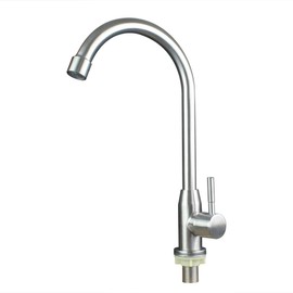 UMANYI SSDL01 Single Lever Single Faucet Kitchen Faucet, Lavatory Faucet, Standing Faucet, For Washrooms, Gardens, Lead, Stainless Steel, 23.6 inches (60 cm) Hose Included