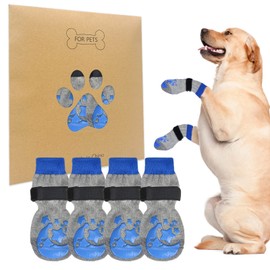 BEAUTYZOO Non Slip Dog Socks for Small Medium Large Dogs, Grip Dog Paw Protector for Hard Wood Floor Senior Old Dogs,Injury Protection to Prevent Licking 2 Pairs Socks Anti Twist for Hot/Cold Pavement