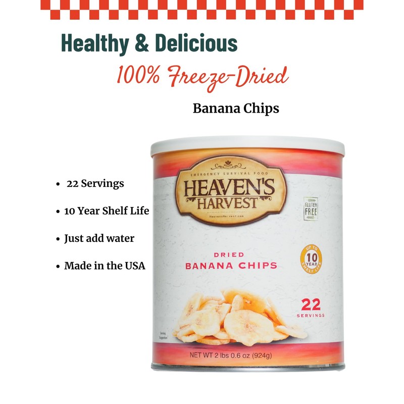 Heaven's Harvest Freeze-Dried Emergency Survival #10 Can (Banana Chips)