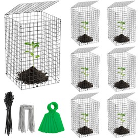 Adnee 7 Pack Wire Plant Protector with Cover-20x12x12 Inch Detachable Square Wire Cages to Prevent Animals-Metal Garden Plant Protector Cages for Protecting Plants Vegetables Flowers