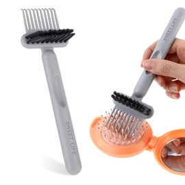 2-In-1 Comb Cleaning Tool, Hair Brush Cleaner, Mini Hair Brush Remover Rake Comb Cleaning Brush Hair Dirt Remove Instrument for Removing Hairs Dust Dirt Lint Home Salon(Grey)