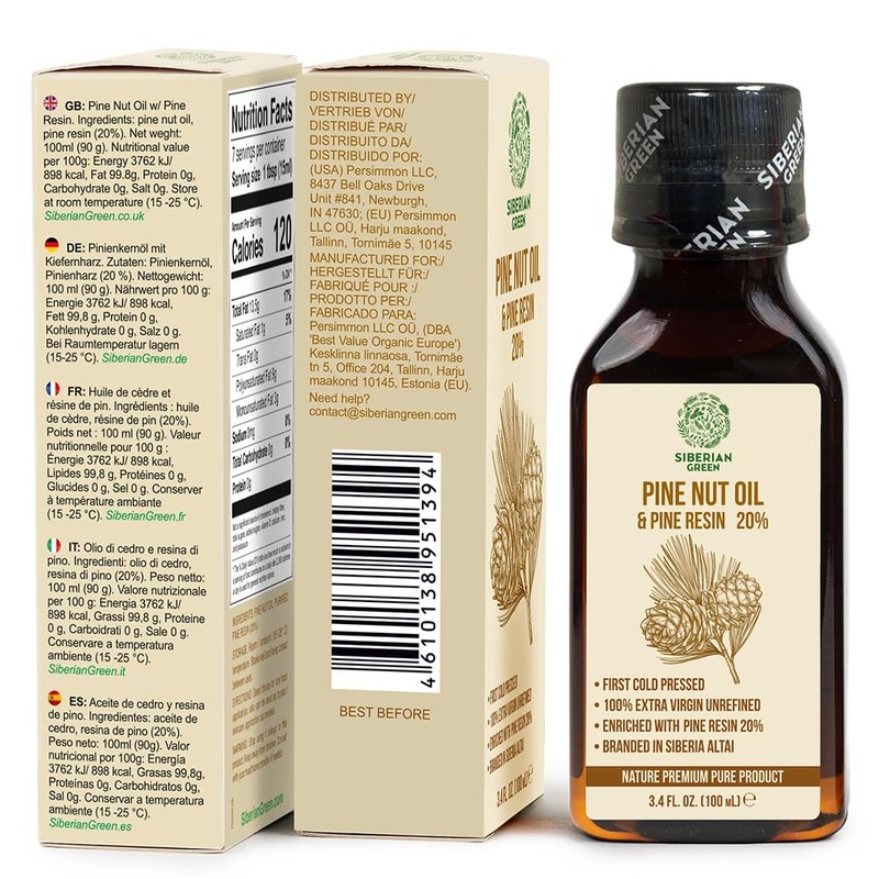 Siberian Pine Nut Oil with Pine Cedar Resin Pure Natural