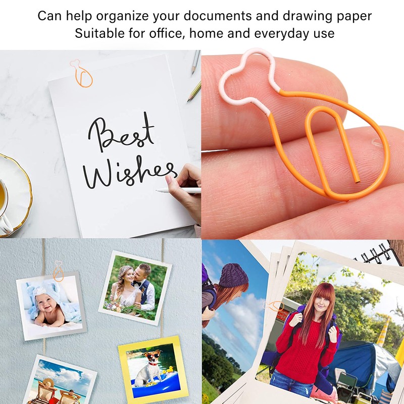 100Pcs Metal Paperclips Cute Chicken Leg Shape Electroplating Rustproof Portable