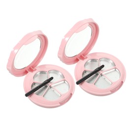 WOONEKY 2 Sets Refillable Eyeshadow Case & Lipstick Box with Brush DIY 5 Color Makeup Dispenser Includes Pans & Color Brush Ideal for Blusher & Makeup Kits