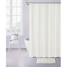 Dainty Home Paris Chinelle Fabric Shower Curtain, 70x72'', Pearl