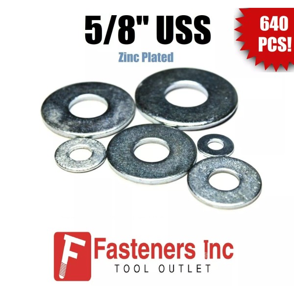 Redding Fasteners (Qty 640) 5/8" USS Flat Washers Zinc Plated