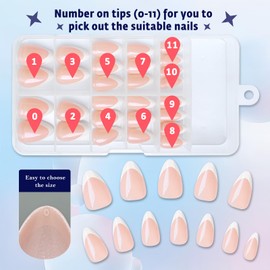 Bellelfin 120Pcs White French Tip Press on Nails Short Fake Nails Almond Nails Press ons Nude Glue on Nails with Glitter Designs,Artificial Acrylic Nails French Tip for Women Girls Fingernails Decor