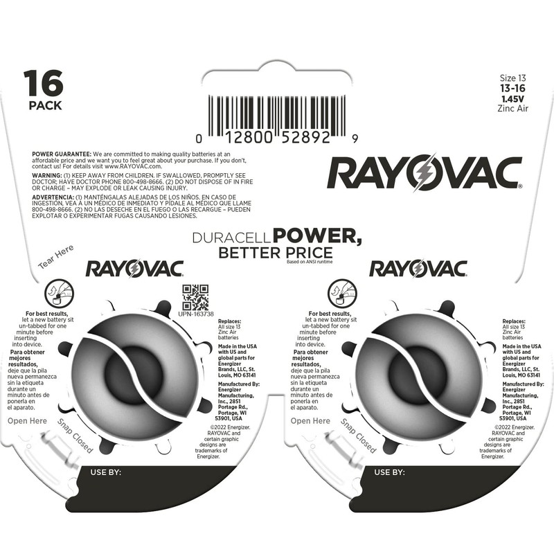 Rayovac Size 13 Hearing Aid Batteries, Hearing Aid Batteries Size