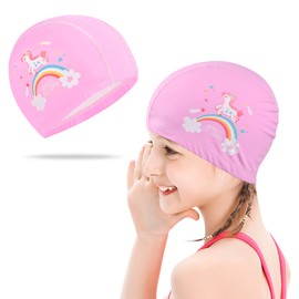 Kids Swim Cap, Waterproof Children Swimming Cap, Pu Coating, Cute Children Cartoon Swimming Hat Durable Bathing Caps, Stretchable and Comfortable Swimming Hats, for Boys Girls