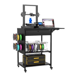 3D Printer Table, Rolling 3D Printer Stand Workstation Desk Cart Holder, 3D Printer Filament Storage for Home Office Workshop
