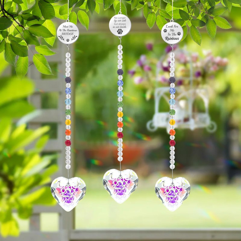 Teeloray Crystal Suncatcher Pet Memorial Gift, Rainbow Prism Window Decorative
