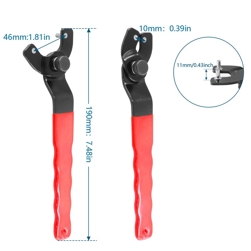 Bokwin Grinder Wrench Universal Adjustable Pin Wrench Red Lock-nut Wrench