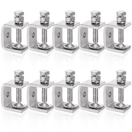 Nagpew 10 Pieces Stainless Steel C-Clamps, 1 Inch Mini Tiger Clamps with Wide Jaw Opening, Heavy Duty Metal Clamp for Woodworking, Metalworking, Mounting, Welding, Clamping