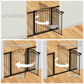 Black Wide Baby Gate with Door-Walk Through Baby Gates for Stairs Pressure Mounted no Drill-Indoor Tension Metal Child Pet Dog Safety Gate 48.82"-51.57" inches Wide