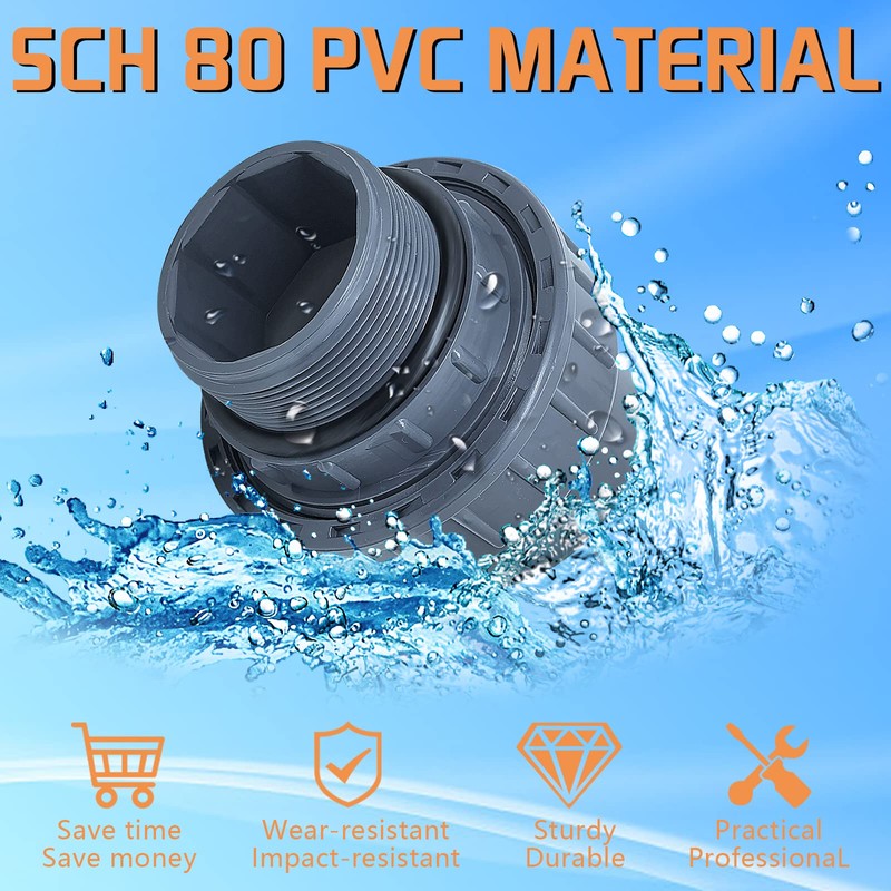 Boltigen 1-1/2 PVC Pool Pump Fitting Coupling, 1.5" NPT Male
