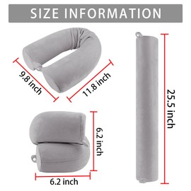 Twist Memory Foam Travel Pillow for Neck, Chin, Lumbar and Leg Support-for Travling on Airplane, Train, Bus or at Home-Adjustable, Bendable Roll Pillow with Washable Soft Cover