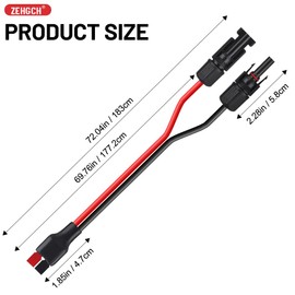ZEHGCH Solar Panel Cable Connector Kit with 10AWG Heavy-Duty Tinned Copper Charge Cable for Portable Solar Power Station and Battery Connections (6FT)