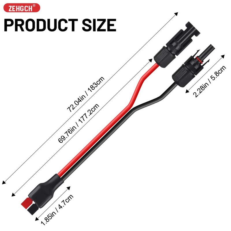 ZEHGCH Solar Panel Cable Connector Kit with 10AWG Heavy-Duty Tinned