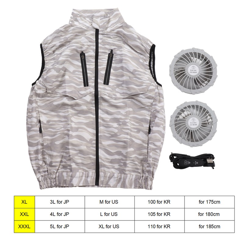 Summer Cooling Fan Vest USB Detachable White Fan Air Conditioning