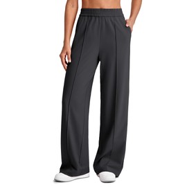 G4Free Wide Leg Dress Pants Women Stretchy High Waist Lightweight Yoga Lounge Trousers for Summer Fall(Black,XS,27")