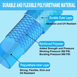 Keepro Reinforced Polyurethane Air Hose, 1/4 Inch ID By 25 Feet Long Air Compressor Hose with Repairable Swivel Solid Brass 1/4" Industrial Quick Coupler and Plug, 300 PSI Maximum Pressure, Blue