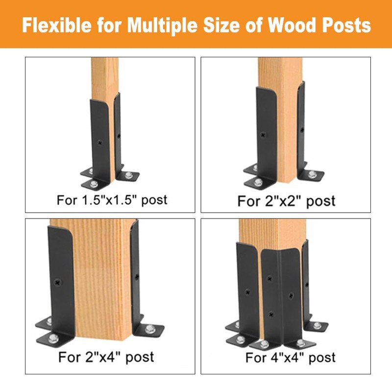 4 Pack Anchor Base Brackets Black Steel, Wall Mount, Adjustable