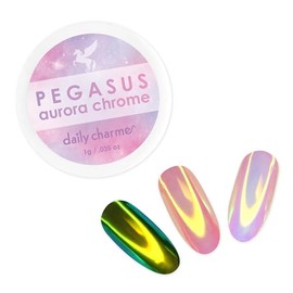 Daily Charme Pegasus Aurora Chrome Powder 1g, Mermaid Aurora Nail Powder, Mermaid Pigment, Pearlescent Nail Art Decoration, Home DIY/Nail Salon Manicure (Pink Lilac w/Gold Sheen)