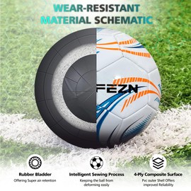 MGZFEZN Youth Soccer Ball Size 4, Kids Outdoor Play Game Training Practice Soccer Ball for Teen Boy Girl Indoor Outdoor with 1 Pump 1 Net Bag and 1 Gift Box White