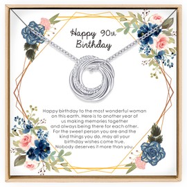 Annamate 90th Birthday Gifts for Women, Sterling Silver 9 Decade Jewelry Gifts Ideas, 90th Birthday Necklace Gifts for Her