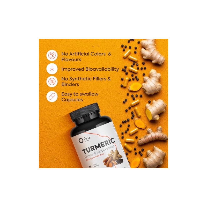 Turmeric Supplements with Ginger & Black Pepper – 800mg per