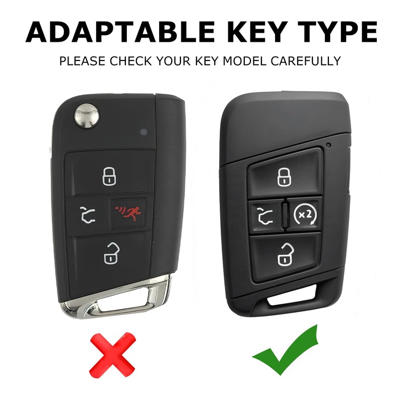2 PCS for VW Key Fob Cover with Keychain Protector