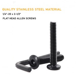 binifiMux 10pcs 1/4"-20 x 2-1/2" Black Rivet Countersunk Socket Cap Bolts Screws Connecting 304 Stainless Steel