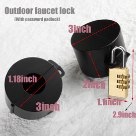 TEMEILI Faucet Locks Outdoor,Water Faucet Lock，made of metal Suitable for Garden Faucets,Hose Bib,water hose,hose spigot，(Black with padlock) Prevent water bandit