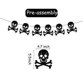 Gothic Party Decorations Black Glitter So Long And Goodnight Banner Skull Garland Banner for Emo Birthday Party Decoration,Funeral 30th Birthday,Bachelorette Engagement Wedding Party,Goth Decor