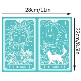 OLYCRAFT 11x8.6 inch 2pcs Tarot Theme Self-Adhesive Silk Screen Printing Stencils - The SUN & The MOON - Reusable Mesh Transfer for Painting on Wood, T-shirts, Bags