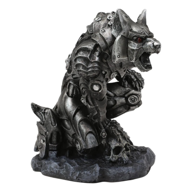 Ebros Gift Steampunk Robotic Werewolf Crushing Skull Statue Lycan Cyborg